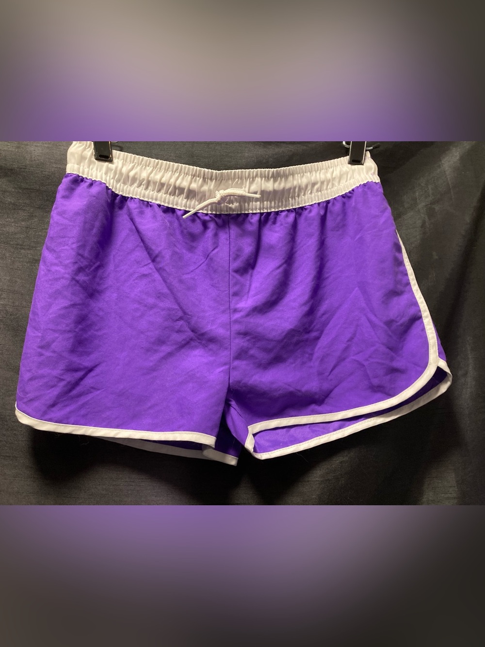Purple White Dolphin Shorts Retro Athletic Women XL